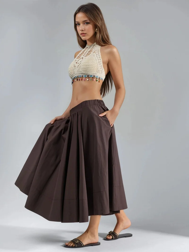 هيكاب تنورة ماكسي واسعة بقصة حرف